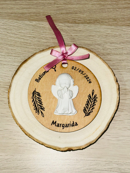 Anjo em gesso perfumado em placa de madeira/MDF - Menina