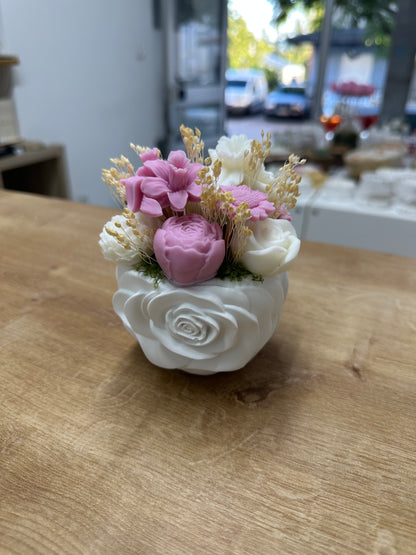Pote Gesso Rosas c/Vela
