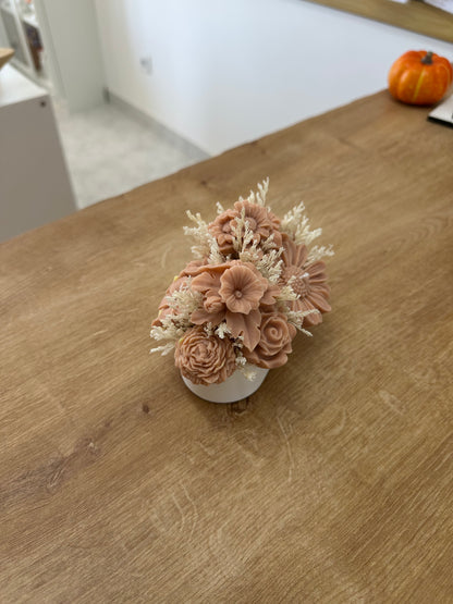 Pote Oval Gesso c/Velas Beges
