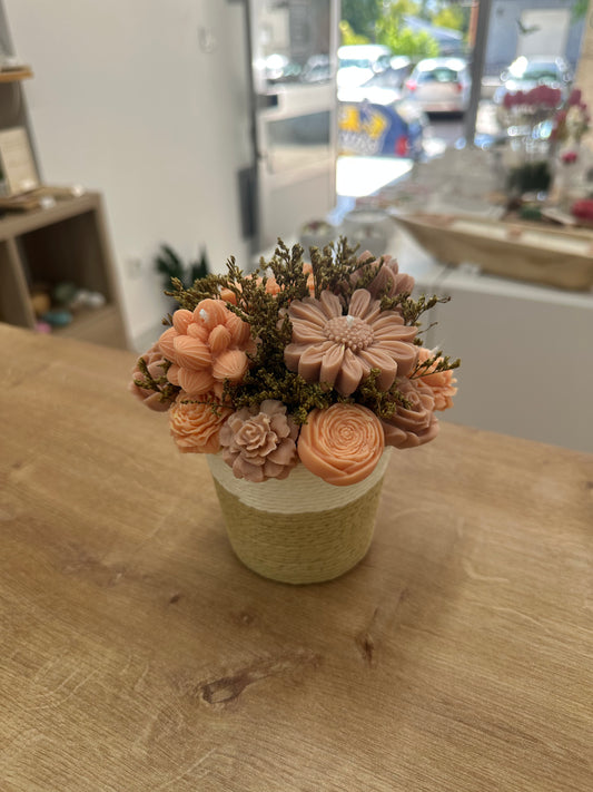 Cesta Corda c/Velas Beges e Laranja