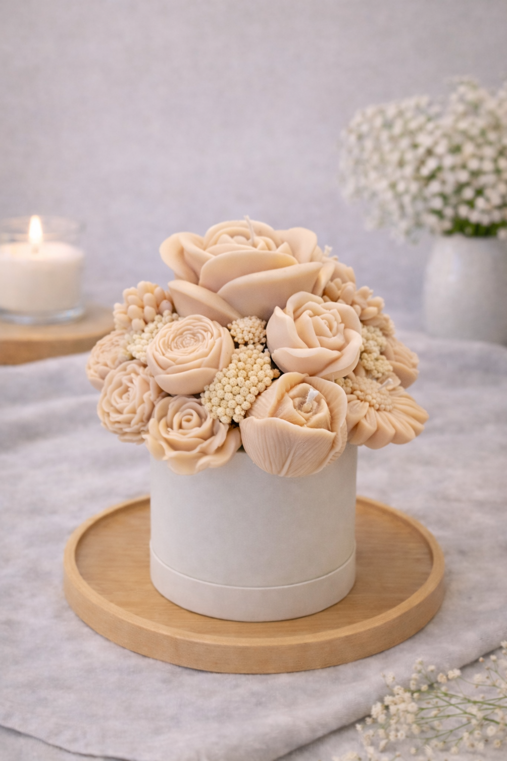 Velas Beges c/ Caixa de Cartão