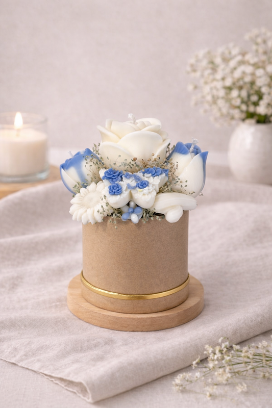 Velas Brancas e Azuis c/ Caixa Cartão