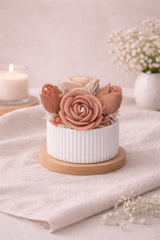 Velas Beges c/ Pote em Gesso